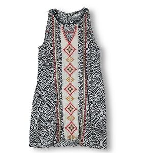 THML Embroidered Sleeveless Tunic Dress Sz S Aztec Print
